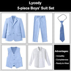 Boys Suit for Kids Teens Formal 5 Piece Tuxedo Suit Set - Image 2