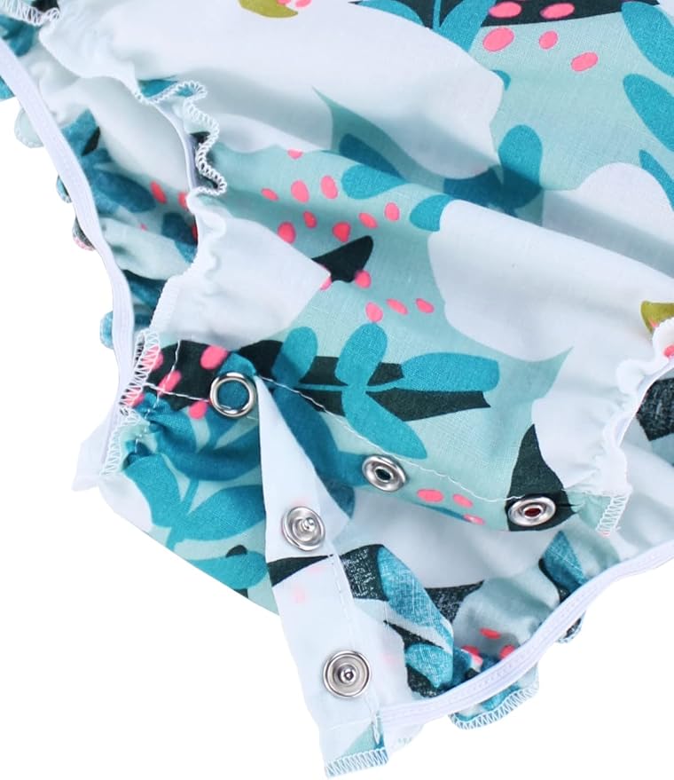 Baby Girl's Floral Print Ruffles Romper Summer Clothes - Image 5