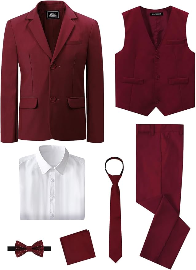 A&J DESIGN Boys 7-Piece Formal Suit Ring Bearer Outfit - Image 3