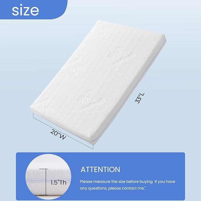 33x20 Bassinet Mattress for MikaMicky: 2" Thick Dual Sided Gel Memory Foam - Image 2