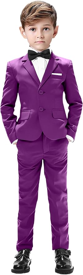 Boys Suits 5 Pieces Slim Fit Blazer Pants Black Blue Outfit Suit by Sailiiny