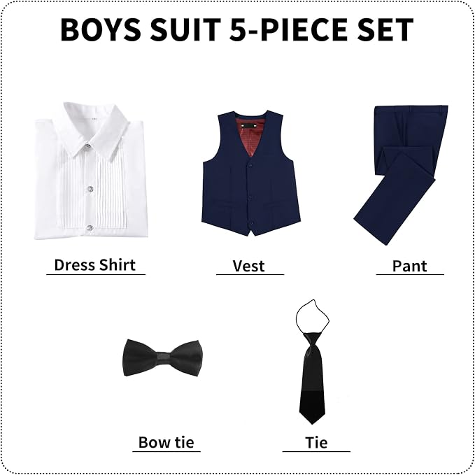 Boys' Suits Formal Slim Fit Tuxedo Boys Vest and Pants Set - Image 5