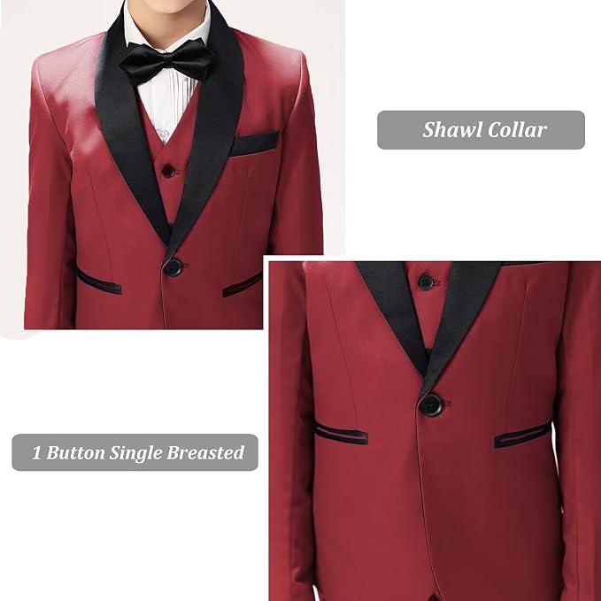 Boys Suit for Toddler Tuxedo Kids Formal Suits Set 5 Pieces Wedding Outfit - Image 5