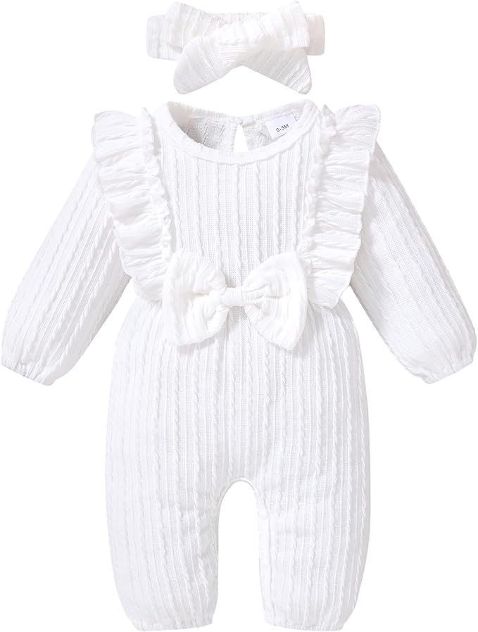 Happy Town Baby Girl Romper Infant Fall Winter Clothes Ruffle Sweater Long by HappyTown