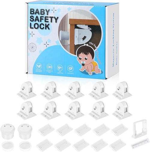 10 Pack Magnetic Cabinet Locks for Child Safety, Drawer Locks Baby Proofing by Aurblozen