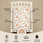 4 Pack Crib Sheets Boho Nursery Sheets Sunshine and Rainbow Desdign Neutral - Image 4
