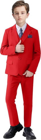 Boy's Suit Formal Slim Fit 5 Pieces Suit Set Blazer Vest Pants - Image 6