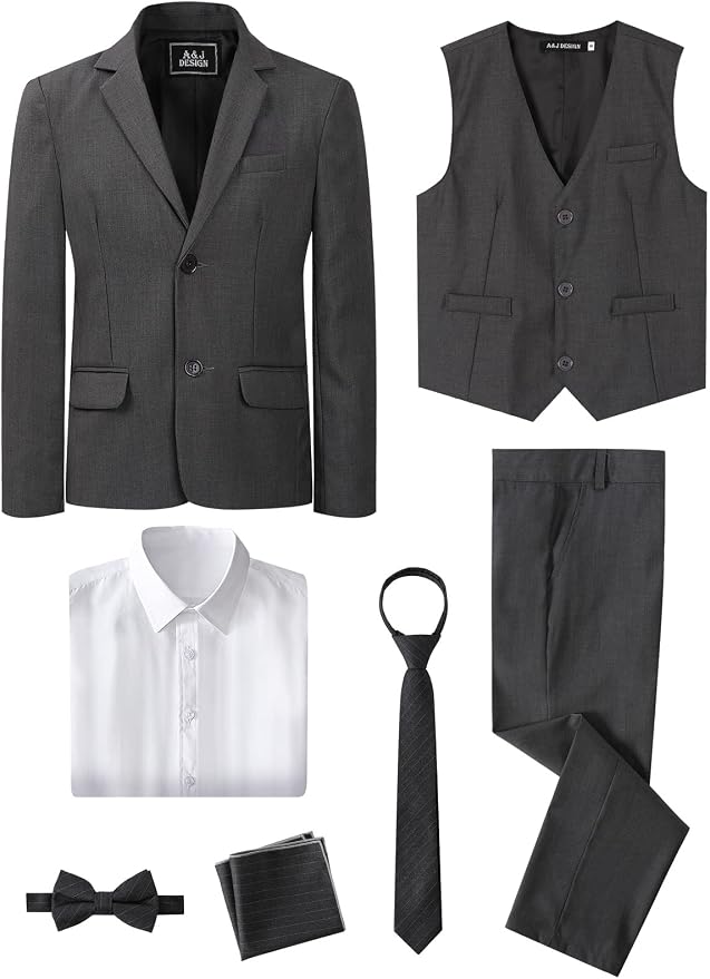 A&J DESIGN Boys 7-Piece Formal Suit Ring Bearer Outfit - Image 3