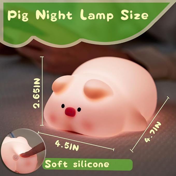 Cute Pig Lamp, Fun Lying Flat Pig Night Light, LED Squishy Animal Novelty Lamp - Image 6