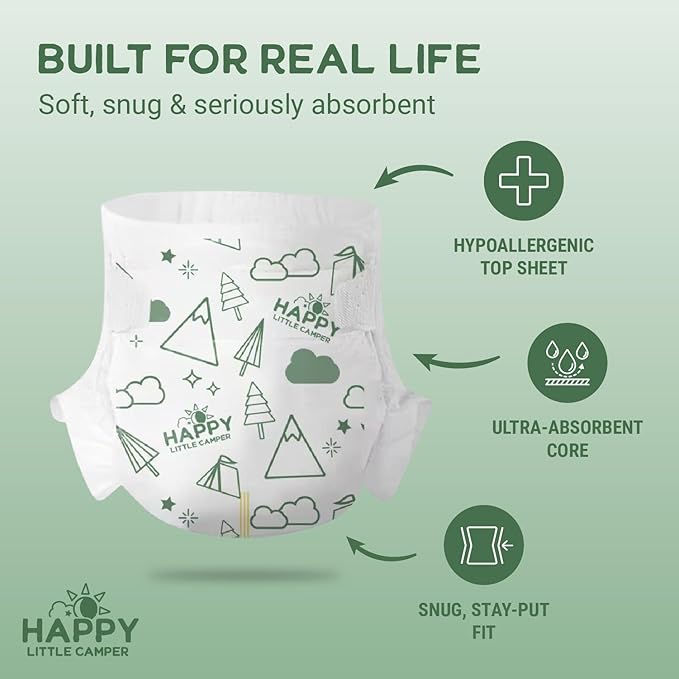 Happy Little Camper Super Saver Diapers, Size 4, Fragrance-Free, Ultra Absorbent - Image 2