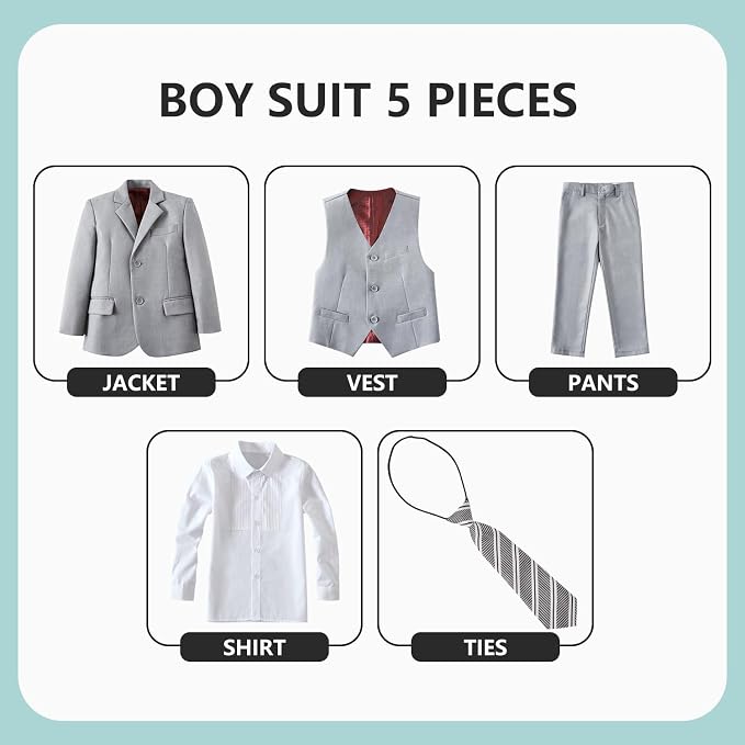 Boys' 5 Piece Formal Suit Set - Image 2