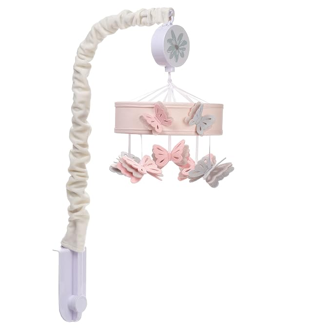 Lambs & Ivy Baby Blooms Pink Butterfly Musical Baby Crib Mobile Soother Toy - Image 4