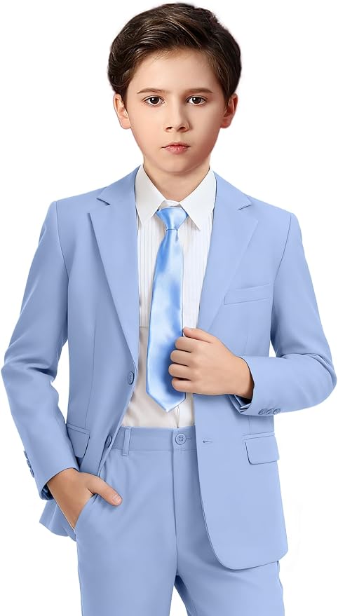 Boys Formal Suit Set 4 Pieces Kids Tuxedo Ring Bearer Outfit by Boihedy
