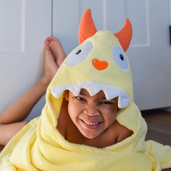 Children's Hooded Towel Yellow Monster, Unisex Toddler - Image 2