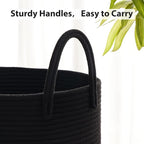 Woven Rope Laundry Basket, 58L Tall Laundry Hamper - Image 4