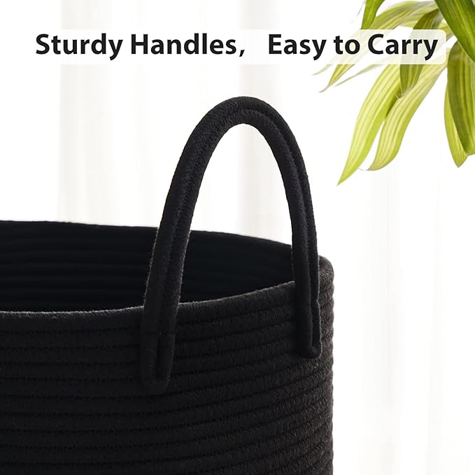 72L Large Woven Laundry Hamper by Fiona's magic, Tall Cotton Rope Storage Basket - Image 5