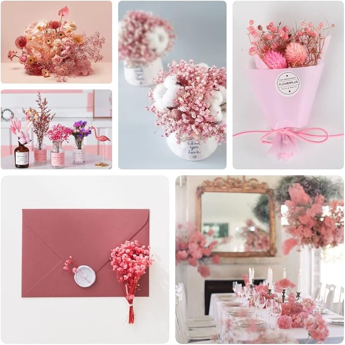 6'' Mini Size Pink & White Dried Babys Breath Flowers 4000+, Dry Flowers Bulk - Image 4