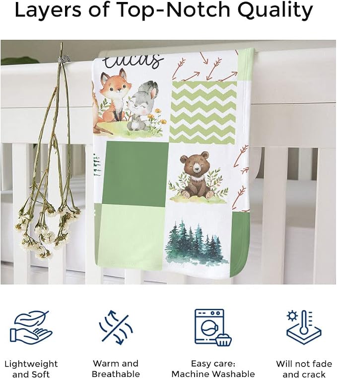 MDPrints Personalized Woodland Baby Blankets - Image 4