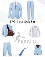 YuanLu Boys Suit for Kids Tuxedo Wedding Ring Bearer Outfit, 5 Piece Boy Slim - Image 2