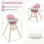 BABY JOY Convertible Baby High Chair, 3 in 1 Wooden Highchair/Booster/Chair - Image 6