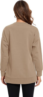 Smallshow Women's Nursing Tops Sweatshirt Long Sleeve Side Split Breastfeeding - Image 4