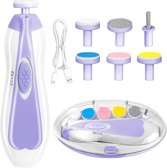 Baby Nail Trimmer Electric, 6 in 1 Rechargeable Baby Nail Clippers Manicure Set by Qunlionslife