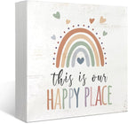 Mtrgdn Boho Rainbow Classroom Desk Decor, This Is Our Happy Place Wooden Box by MtrgdnHomeDecor