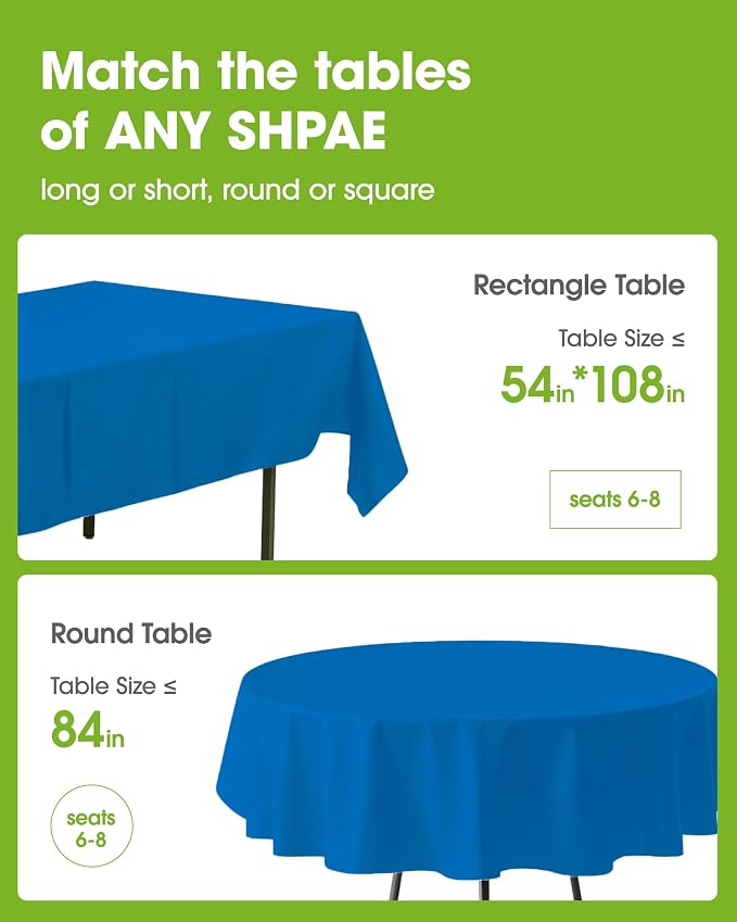 Pureegg Plastic Table Cloth Disposable 8 Pack, 54 x 108 Inch Table Cloths - Image 2