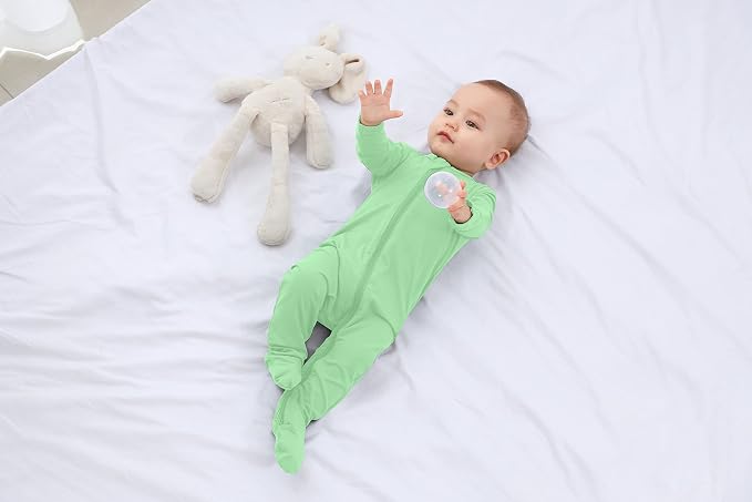 Baby Boy Footed Pajamas with Mittens, Rayon Made from Bamboo Sleepers, 2 Way - Image 6