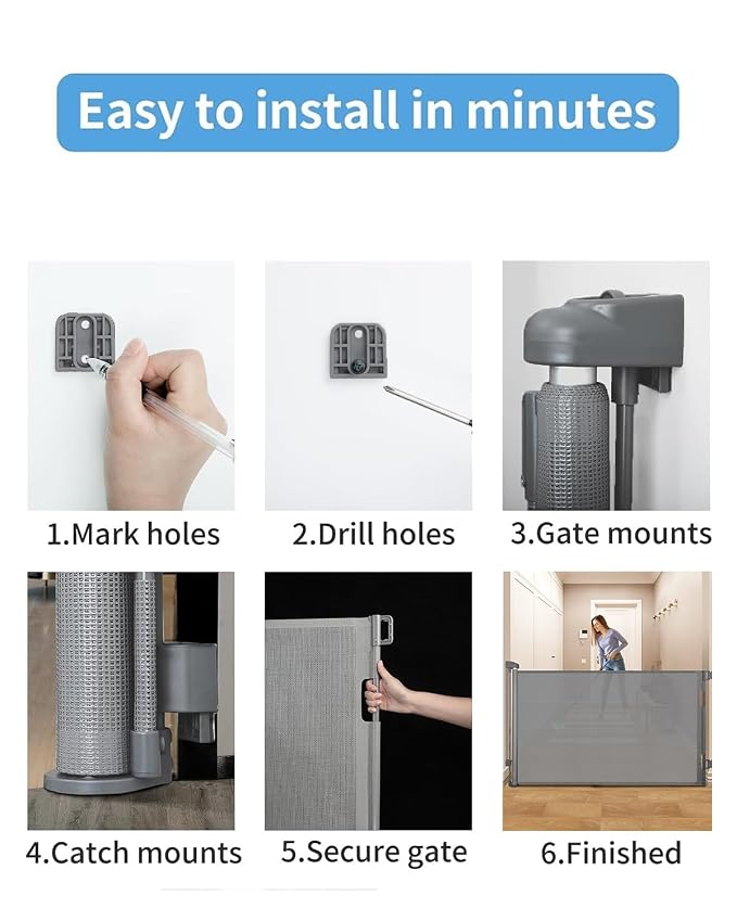 Retractable Baby Gate for Doorways and Stairs, Mesh Safety Gate for Pet - Image 5