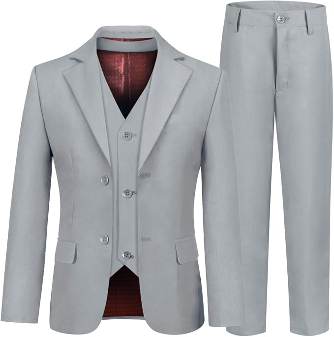 Boys' 3 Piece Suit Set with Suit Jacket, Formal Tuxedos Slim Fit Ring Bearer by Hipfun