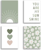 Boho Wall Art Poster Set of 4 Sage Green Nursery Wall Decor “You Are My by Unknown