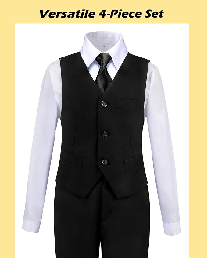 Boys’ Formal Suit 5 Piece Set, Toddler Tuxedos - Image 4