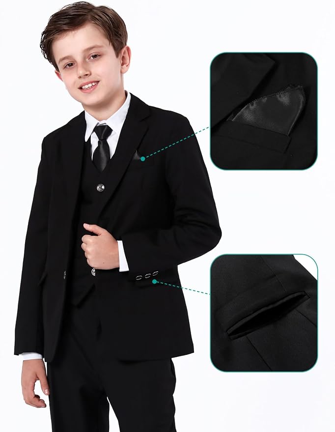 A&J DESIGN Boys 7-Piece Formal Suit Ring Bearer Outfit - Image 4