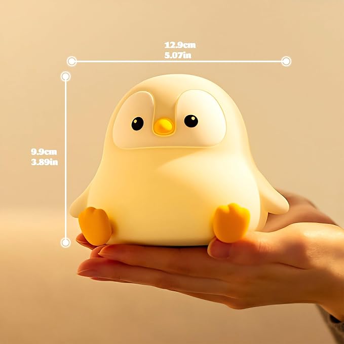 Penguin Nursery Night Light, LED Squishy Silicone Lamp, 2 Levels Dimmable - Image 2