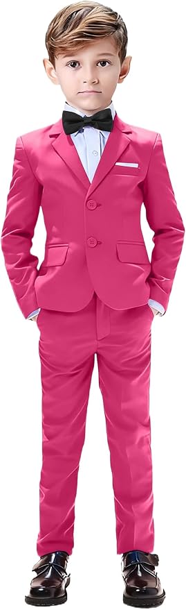 Boys Suits 5 Pieces Slim Fit Blazer Pants Black Blue Outfit Suit by Sailiiny