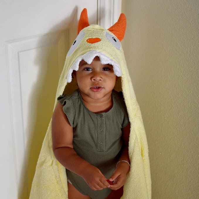 Children's Hooded Towel Yellow Monster, Unisex Toddler - Image 4