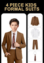 Boys Formal Suit Set 4 Pieces Kids Tuxedo Ring Bearer Outfit - Image 2