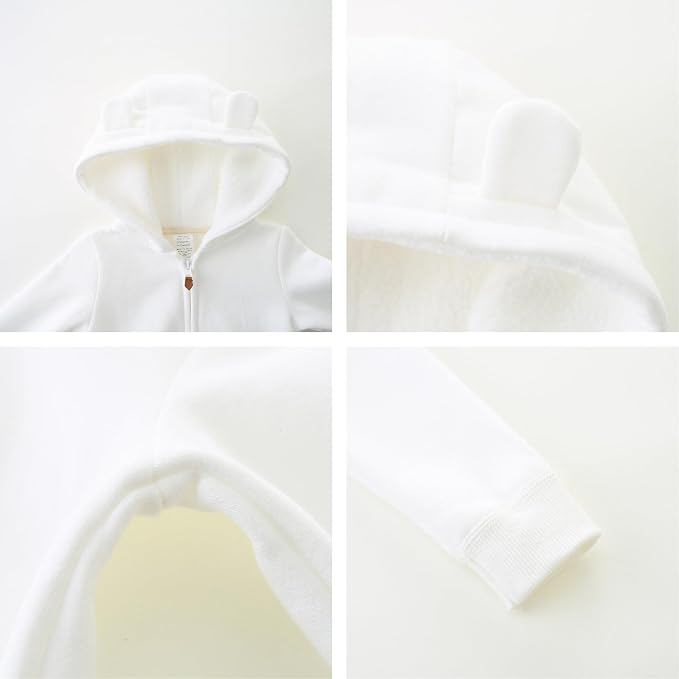 Baby Hoodie Sherpa Lined Zip up Light Fleece Jacket Solid Bear Coat Fall Winter - Image 3