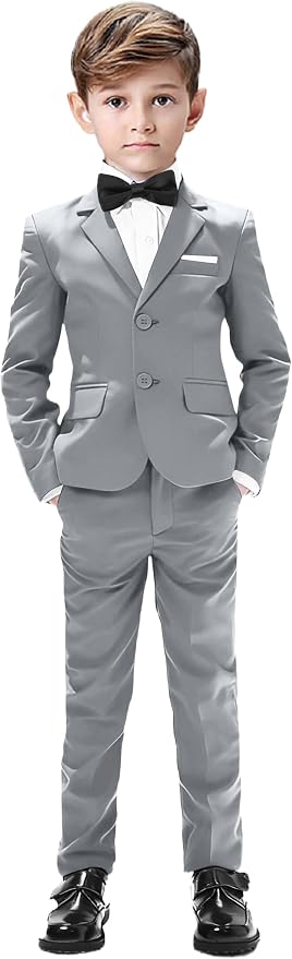 Boys Suits 5 Pieces Slim Fit Blazer Pants Black Blue Outfit Suit by Sailiiny