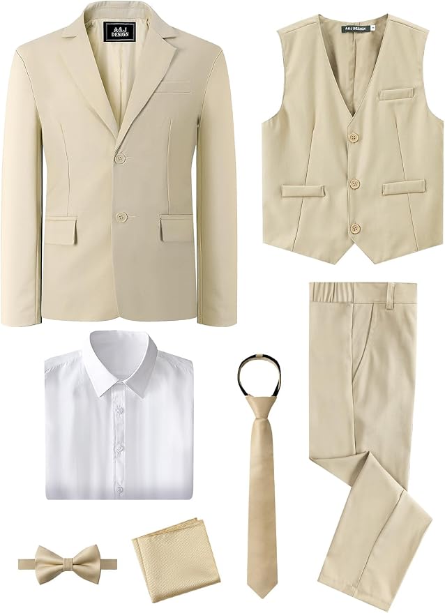 A&J DESIGN Boys 7-Piece Formal Suit Ring Bearer Outfit - Image 3