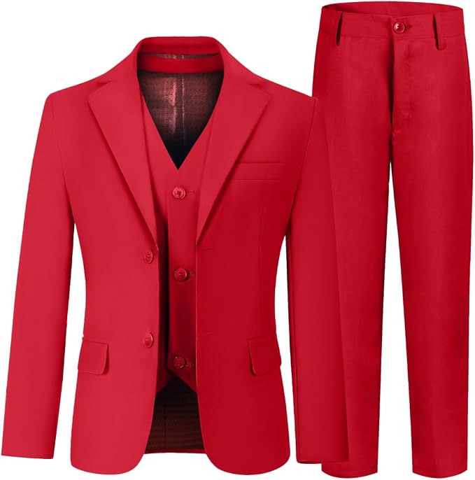 Boys' 3 Piece Suit Set with Suit Jacket, Formal Tuxedos Slim Fit Ring Bearer by Hipfun