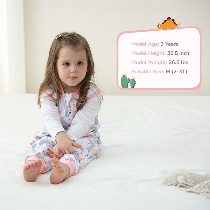 WONDAY Toddler Sleep Sack with Feet, 0.5 Tog Sleeping Sacks - Image 6