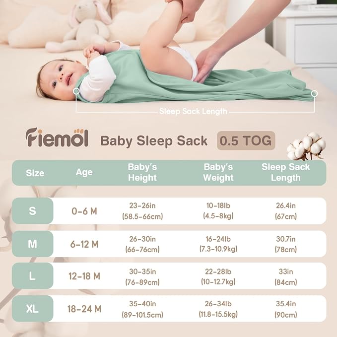 Baby Sleep Sack 0-6 Months, 100% Cotton Sleeping Sack - Image 4