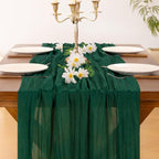 Socomi 4pcs Emerald Green Table Runner Spring Easter Cheesecloth Table Runner - Image 6
