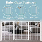 WAOWAO Triple Lock Baby Gate Extra Wide 57.87-62.59" Pressure Mounted Walk - Image 5