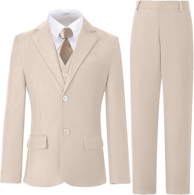 Boys Suit for Kids Teens Formal 5 Piece Tuxedo Suit Set by Lycody