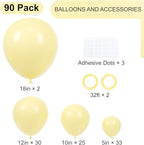 90pack Pastel Yellow Balloons Different Size 18/12/10/5 Inch Pastel Yellow - Image 2