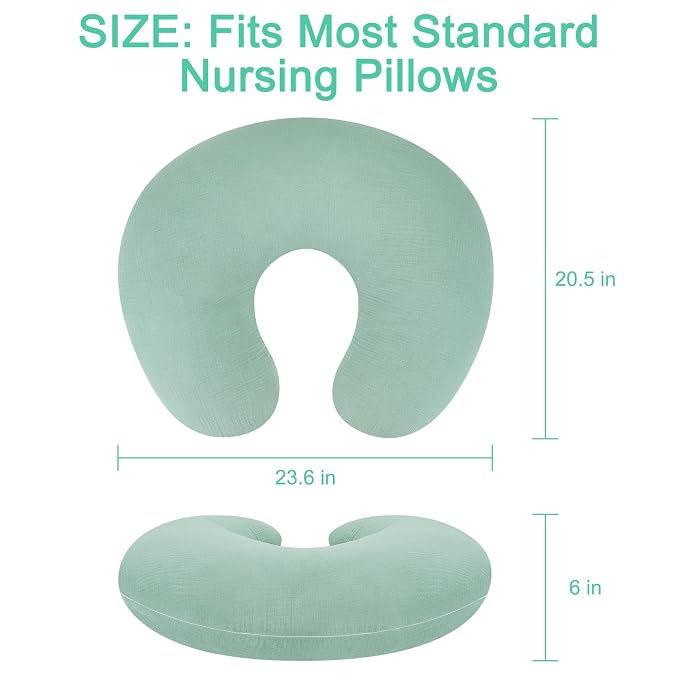 Accmor 2 Pack Muslin Nursing Pillow Covers, 100% Cotton Soft Nursing Covers - Image 8