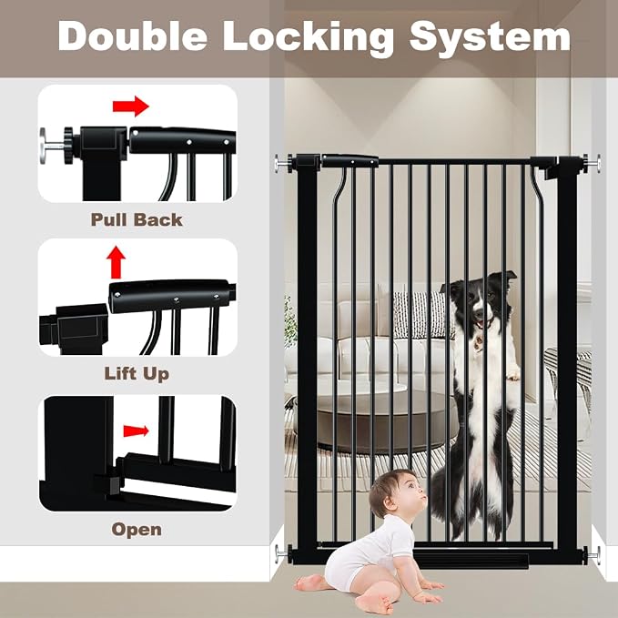 40.55" Extra Tall Dog Gate for Doorways & Stairs, 65.8-68.5" Extra Wide - Image 5